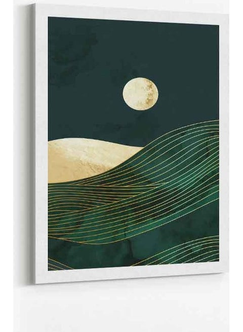 Sun Abstract Mountain Framed Canvas Wall Art Multicolour 60 x 80cm