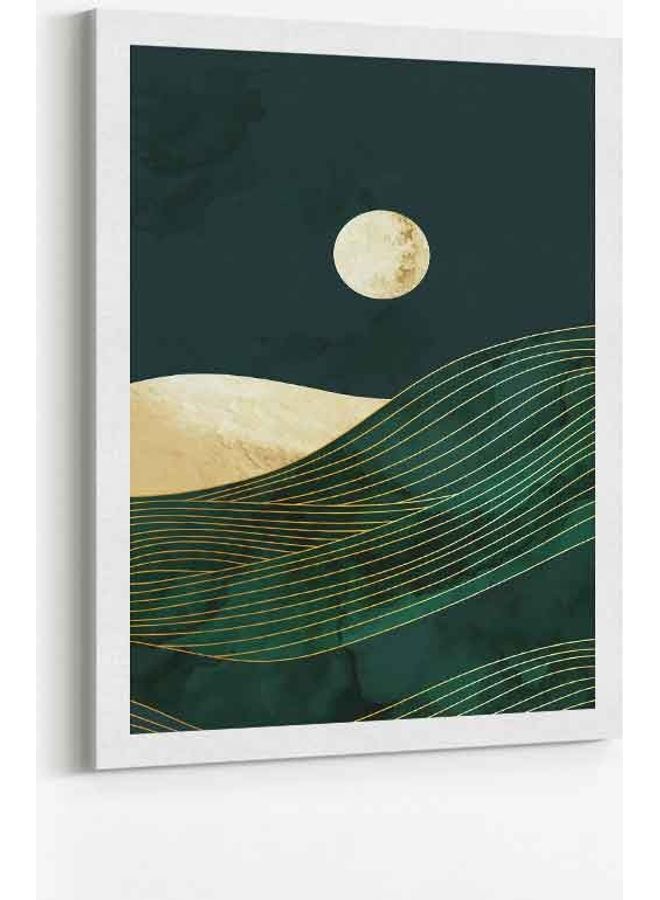 Sun Abstract Mountain Framed Canvas Wall Art Multicolour 60 x 80cm