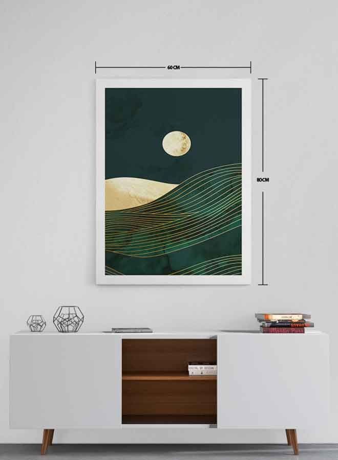 Sun Abstract Mountain Framed Canvas Wall Art Multicolour 60 x 80cm