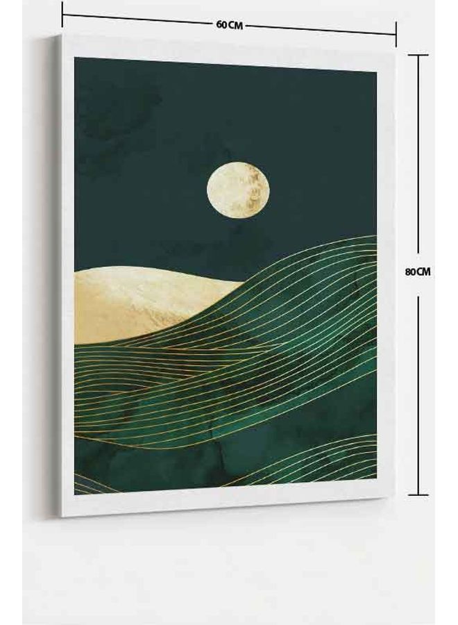 Sun Abstract Mountain Framed Canvas Wall Art Multicolour 60 x 80cm