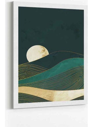 Moon Abstract Mountain Framed Canvas Wall Art Multicolour 60 X 80cm - v1641825885/N52390532A_1