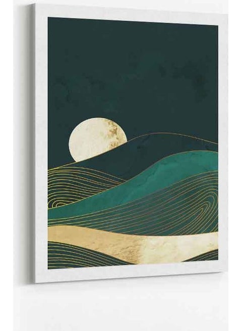 Moon Abstract Mountain Framed Canvas Wall Art Multicolour 60 X 80cm