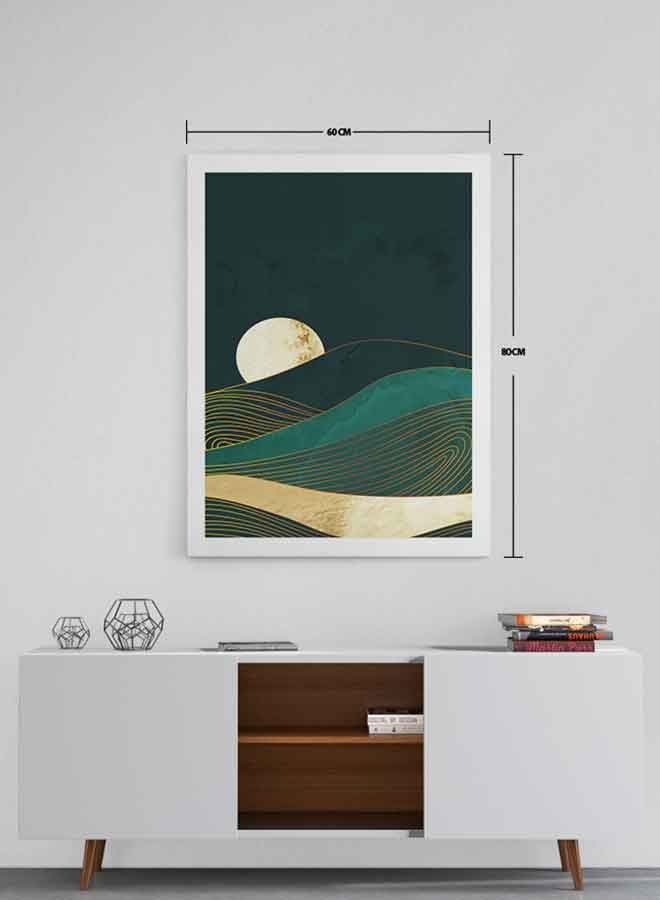 Moon Abstract Mountain Framed Canvas Wall Art Multicolour 60 X 80cm