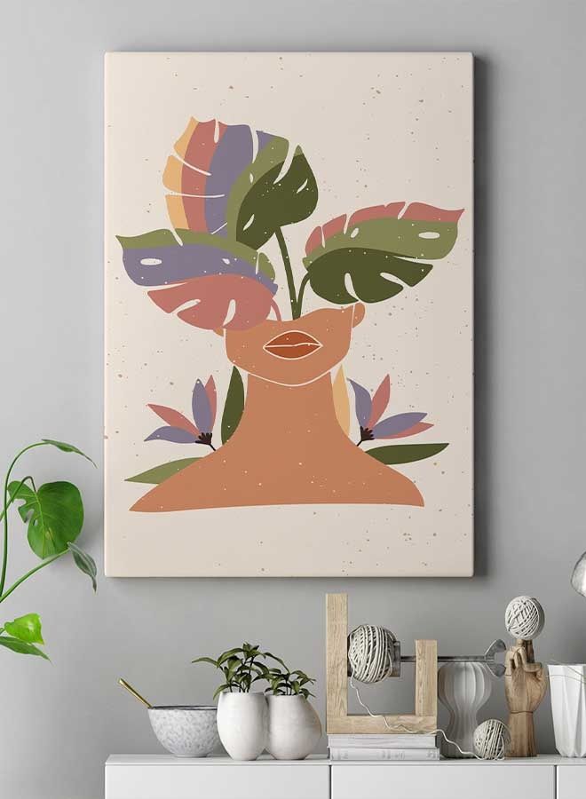LOWHA Contemporary Woman Floral Framed Canvas Wall Art Multicolour 60 X 80  - Image 3
