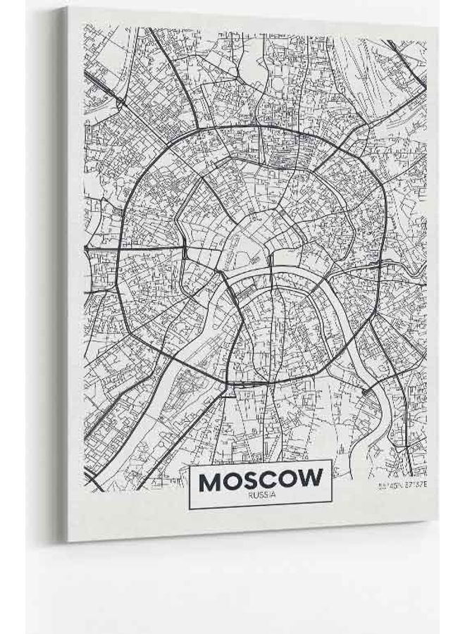 لوحة فنية من قماش الكانفاس بإطار لديكور الحائط تُمثل مدينة موسكو في روسيا متعدد الألوان 60 x 80سم - Image 1