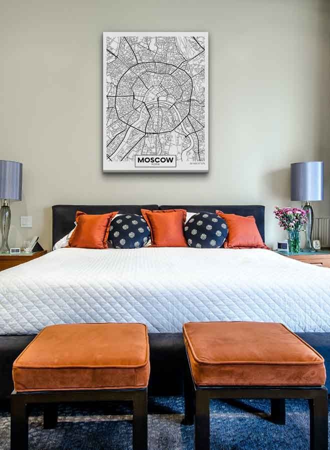 لوحة فنية من قماش الكانفاس بإطار لديكور الحائط تُمثل مدينة موسكو في روسيا متعدد الألوان 60 x 80سم - Image 4