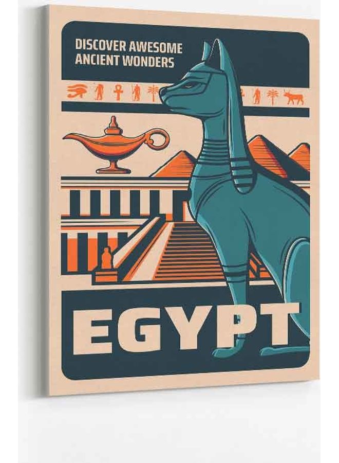 لوحة فنية من قماش الكانفاس بإطار تمثل مصر متعدد الألوان 60 X 80سم - Image 1