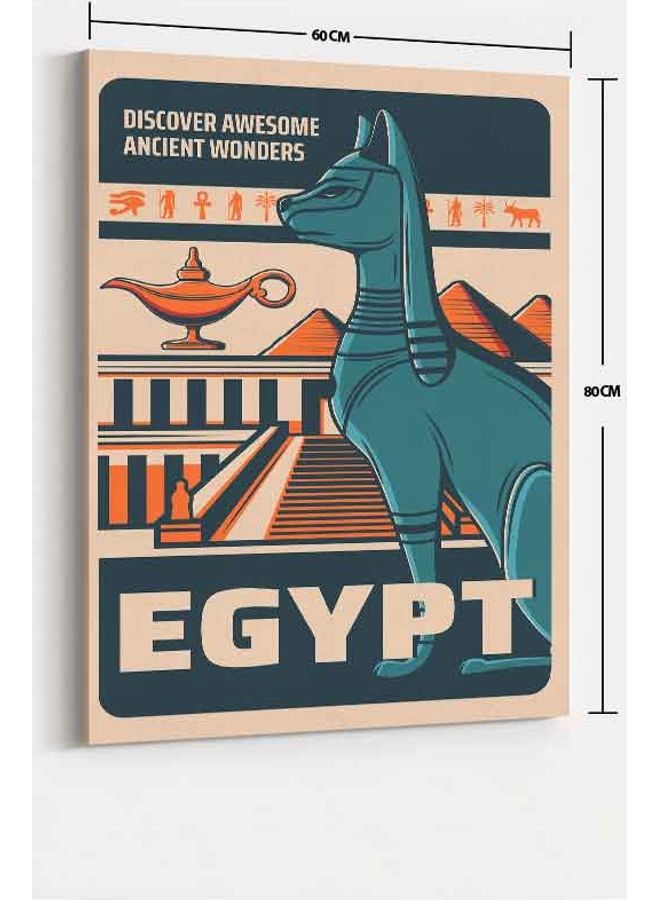 لوحة فنية من قماش الكانفاس بإطار تمثل مصر متعدد الألوان 60 X 80سم - Image 2