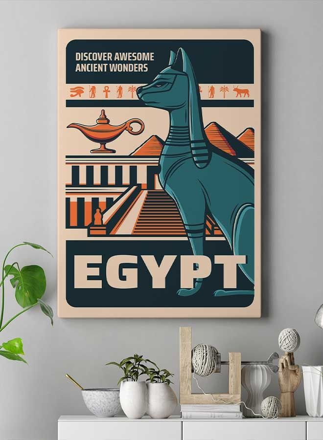 لوحة فنية من قماش الكانفاس بإطار تمثل مصر متعدد الألوان 60 X 80سم - Image 3