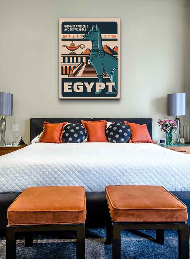 لوحة فنية من قماش الكانفاس بإطار تمثل مصر متعدد الألوان 60 X 80سم - Image 4