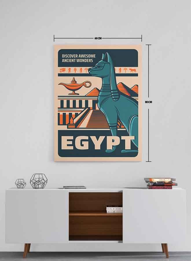 لوحة فنية من قماش الكانفاس بإطار تمثل مصر متعدد الألوان 60 X 80سم - Image 5