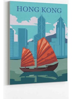 Hong Kong Framed Canvas Wall Art Multicolour 60 X 80cm