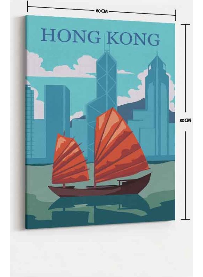 LOWHA - Hong Kong Framed Canvas Wall Art Multicolour 60 X 80cm - Image 1