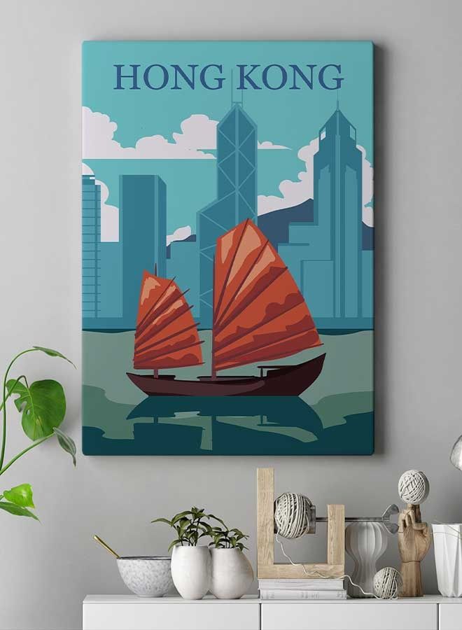 LOWHA - Hong Kong Framed Canvas Wall Art Multicolour 60 X 80cm - Image 1