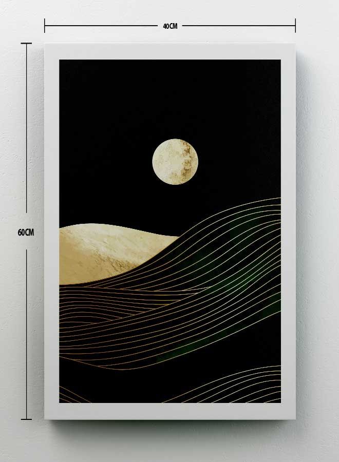 Sun Abstract Mountain Framed Canvas Wall Art Multicolour 40 x 60cm