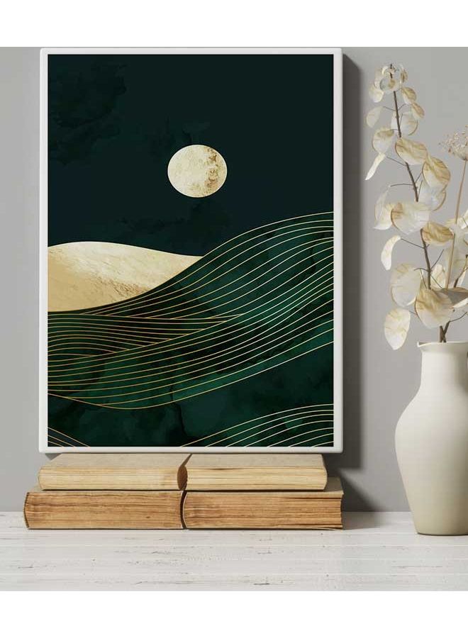 Sun Abstract Mountain Framed Canvas Wall Art Multicolour 40 x 60cm