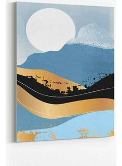 Mountain Abstract Moon Framed Canvas Wall Art Multicolour 40 x 60cm