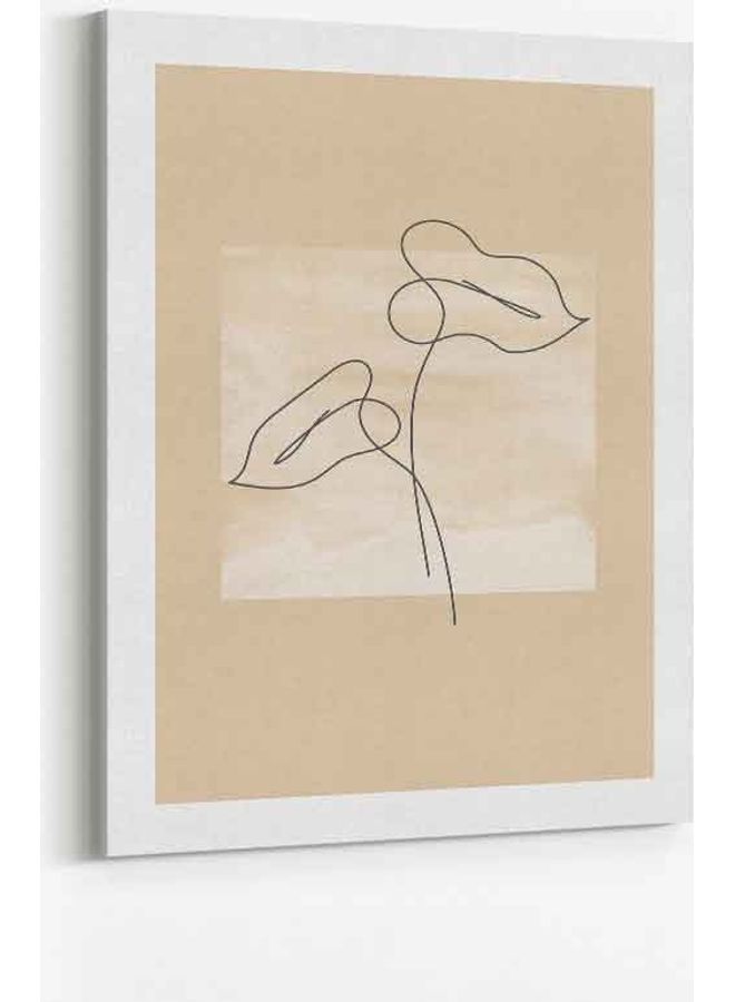 لوحة فنية من قماش الكانفاس لديكور الحائط بإطار تُعبر عن ورقة شجر بتصميم تجريدي أبيض/أسود/بني 40 x 60سم - Image 1