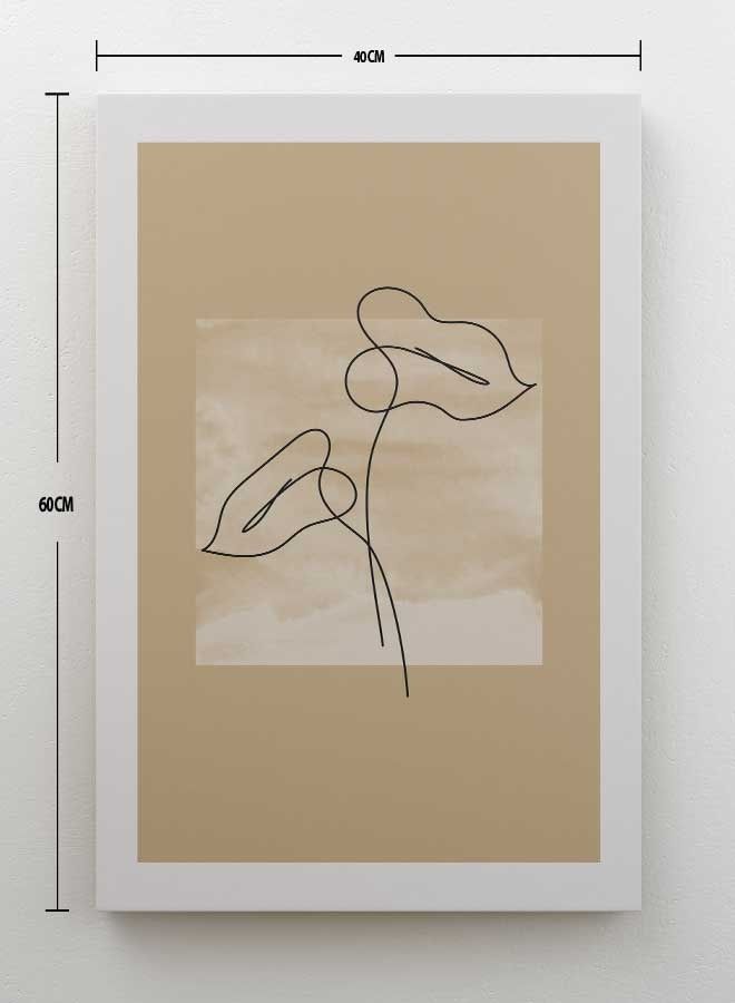 لوحة فنية من قماش الكانفاس لديكور الحائط بإطار تُعبر عن ورقة شجر بتصميم تجريدي أبيض/أسود/بني 40 x 60سم - Image 2