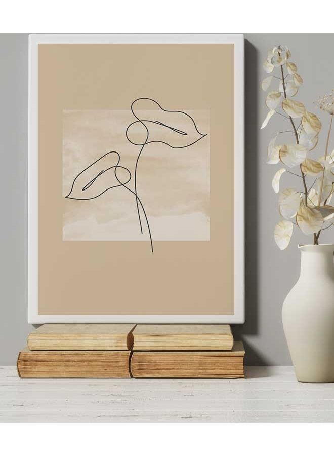 لوحة فنية من قماش الكانفاس لديكور الحائط بإطار تُعبر عن ورقة شجر بتصميم تجريدي أبيض/أسود/بني 40 x 60سم - Image 5