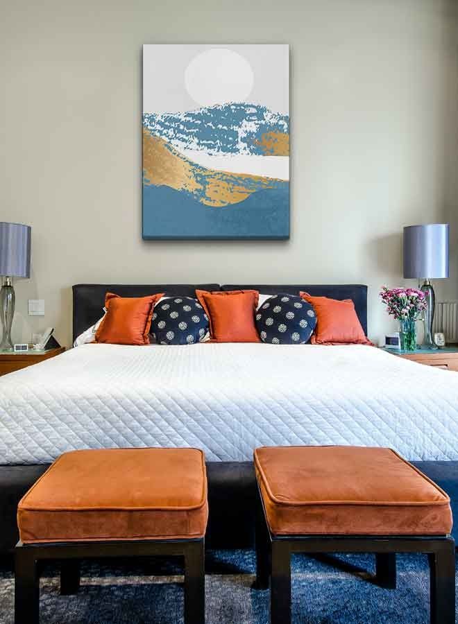 Mountain Abstract Framed Canvas Wall Art Multicolour 40 x 60cm