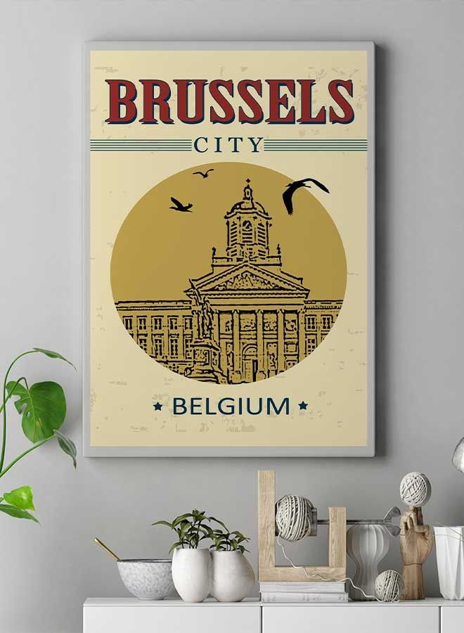 لوحة فنية من قماش الكانفاس بإطار تعلّق على الحائط تمثل مدينة بروكسل في بلجيكا متعدد الألوان 60 X 80سم - Image 3