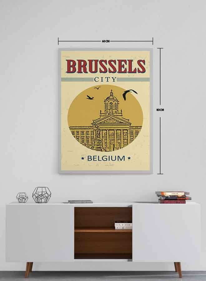 لوحة فنية من قماش الكانفاس بإطار تعلّق على الحائط تمثل مدينة بروكسل في بلجيكا متعدد الألوان 60 X 80سم - Image 5