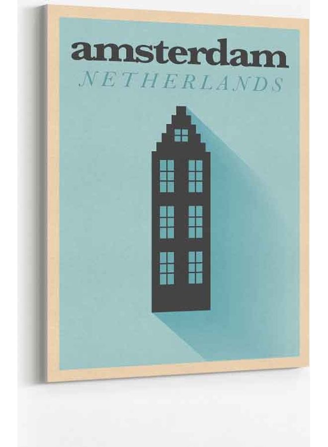 Amsterdam Netherlands Framed Canvas Wall Art Multicolour 60 X 80cm