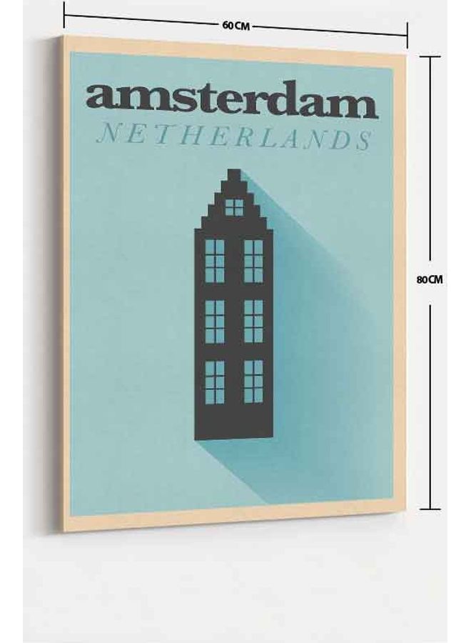 Amsterdam Netherlands Framed Canvas Wall Art Multicolour 60 X 80cm