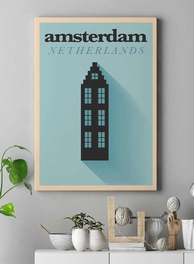 Amsterdam Netherlands Framed Canvas Wall Art Multicolour 60 X 80cm