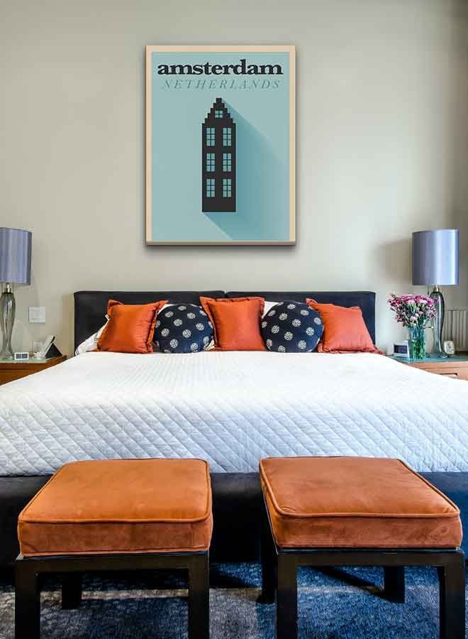 Amsterdam Netherlands Framed Canvas Wall Art Multicolour 60 X 80cm