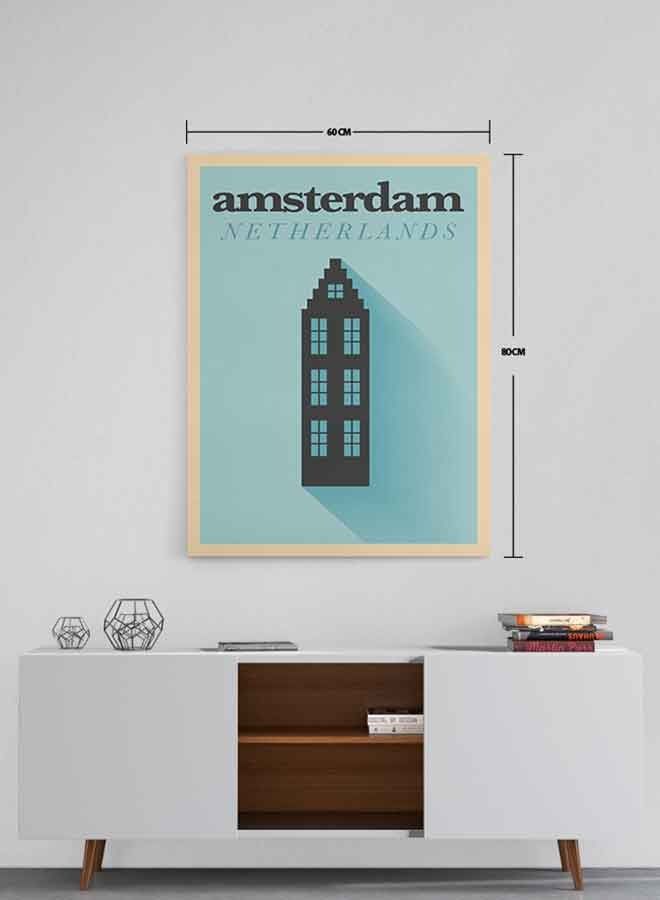 Amsterdam Netherlands Framed Canvas Wall Art Multicolour 60 X 80cm
