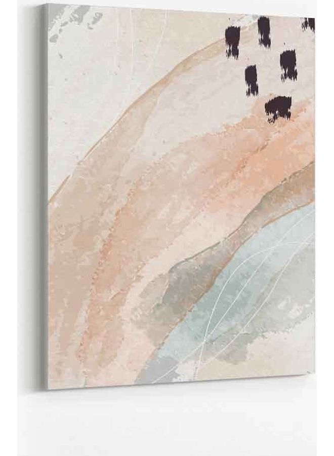 لوحة فنية من قماش الكانفاس بإطار بتصميم نباتات تجريدية أبيض / أسود / بني 60 x 80سم - Image 1