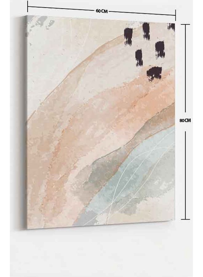 لوحة فنية من قماش الكانفاس بإطار بتصميم نباتات تجريدية أبيض / أسود / بني 60 x 80سم - Image 2