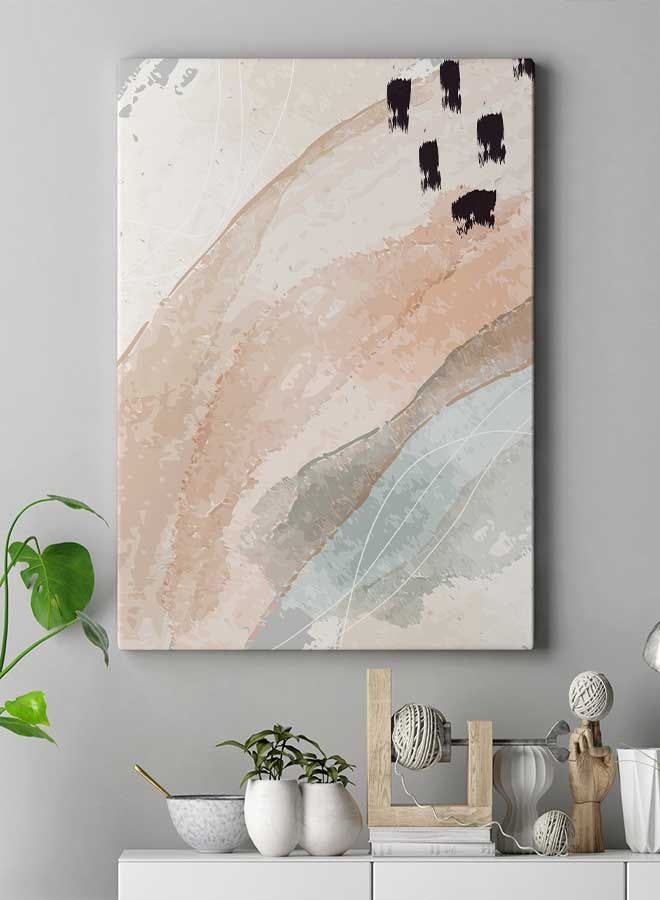 لوحة فنية من قماش الكانفاس بإطار بتصميم نباتات تجريدية أبيض / أسود / بني 60 x 80سم - Image 3