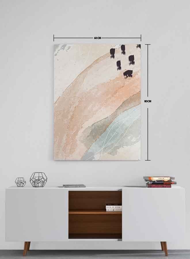 لوحة فنية من قماش الكانفاس بإطار بتصميم نباتات تجريدية أبيض / أسود / بني 60 x 80سم - Image 5