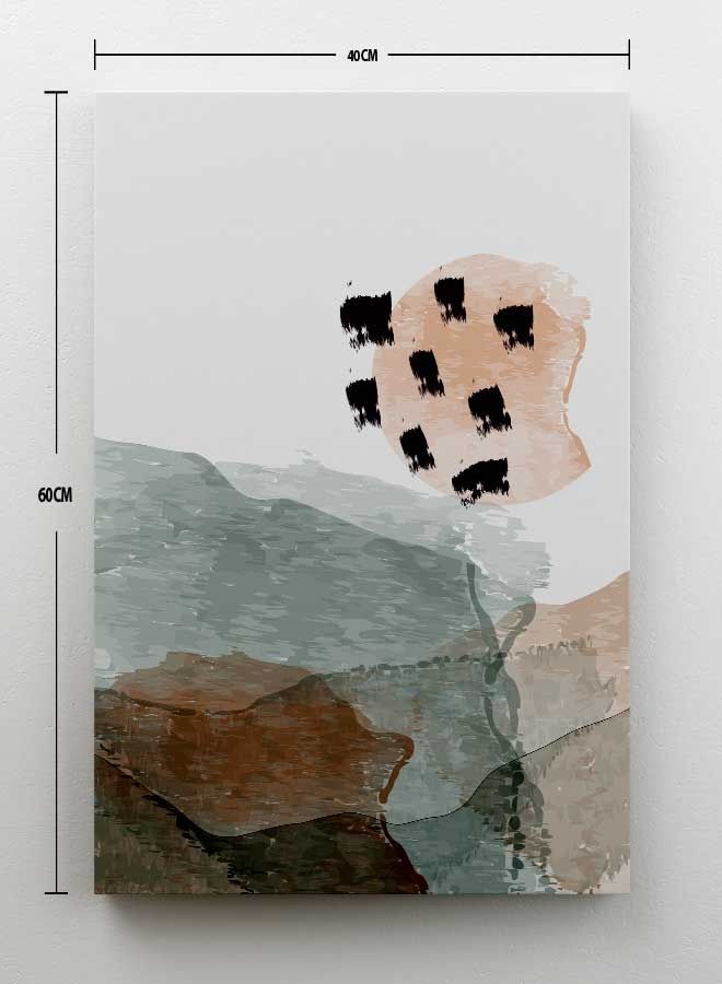 LOWHA - Abstract Mountain and Botanical Framed Canvas Wall Art Multicolour 40 x 60cm - Image 1