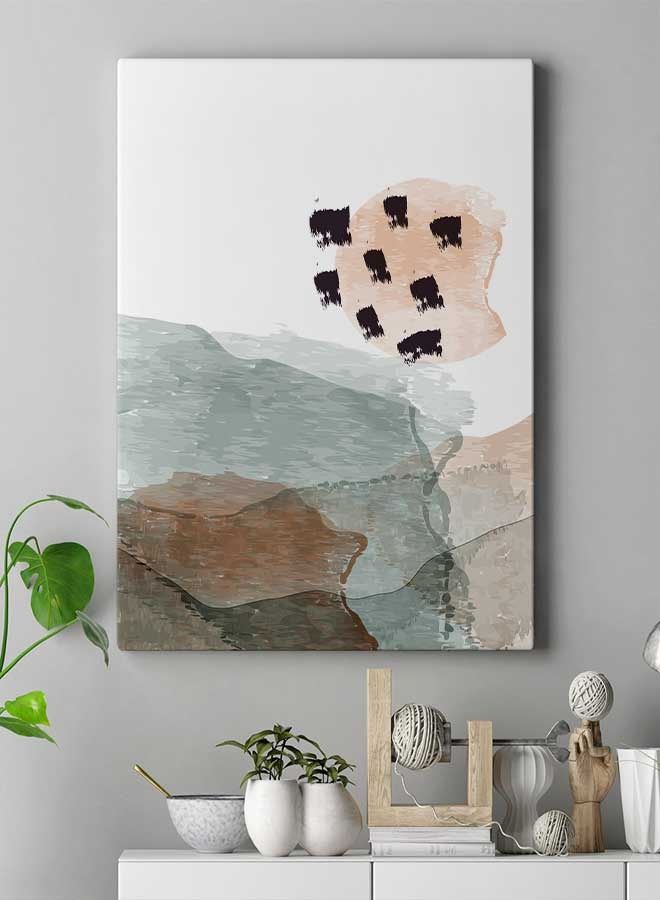 LOWHA - Abstract Mountain and Botanical Framed Canvas Wall Art Multicolour 40 x 60cm - Image 1