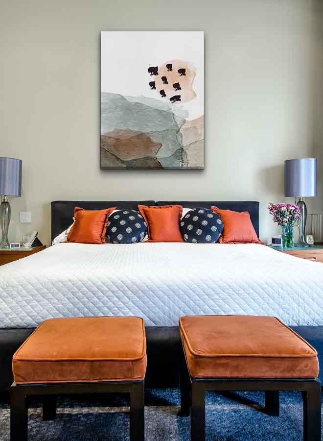 LOWHA - Abstract Mountain and Botanical Framed Canvas Wall Art Multicolour 40 x 60cm - Image 1