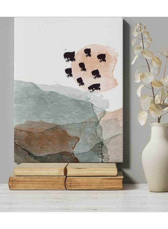 LOWHA - Abstract Mountain and Botanical Framed Canvas Wall Art Multicolour 40 x 60cm - Image 1