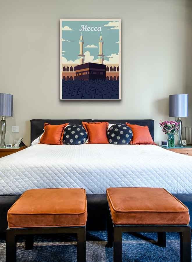 LOWHA Mecca With Framed Canvas Wall Art Multicolour 60x80cm - Image 4