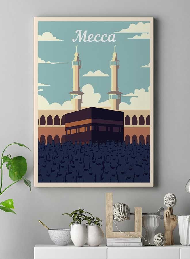LOWHA Mecca With Framed Canvas Wall Art Multicolour 60x80cm - Image 3