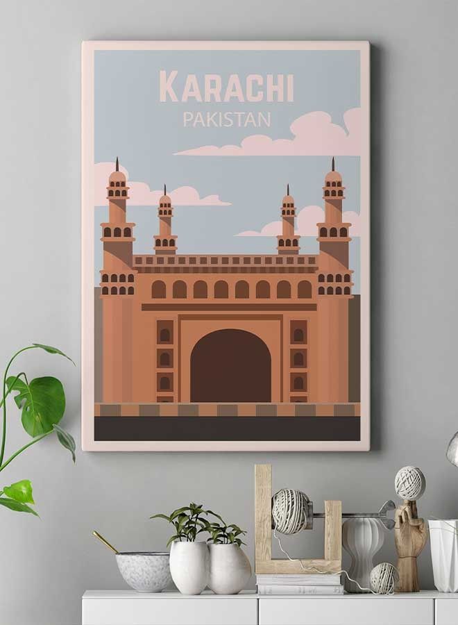LOWHA - Karachi Pakistan Framed Canvas Wall Art Multicolour 60 X 80cm - Image 1