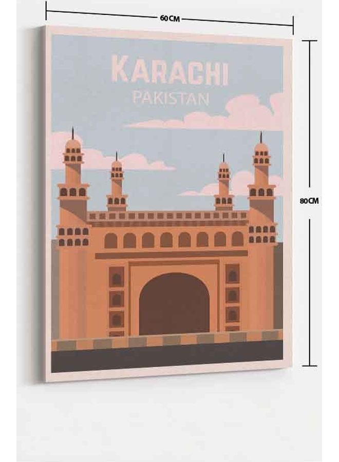 LOWHA - Karachi Pakistan Framed Canvas Wall Art Multicolour 60 X 80cm - Image 1