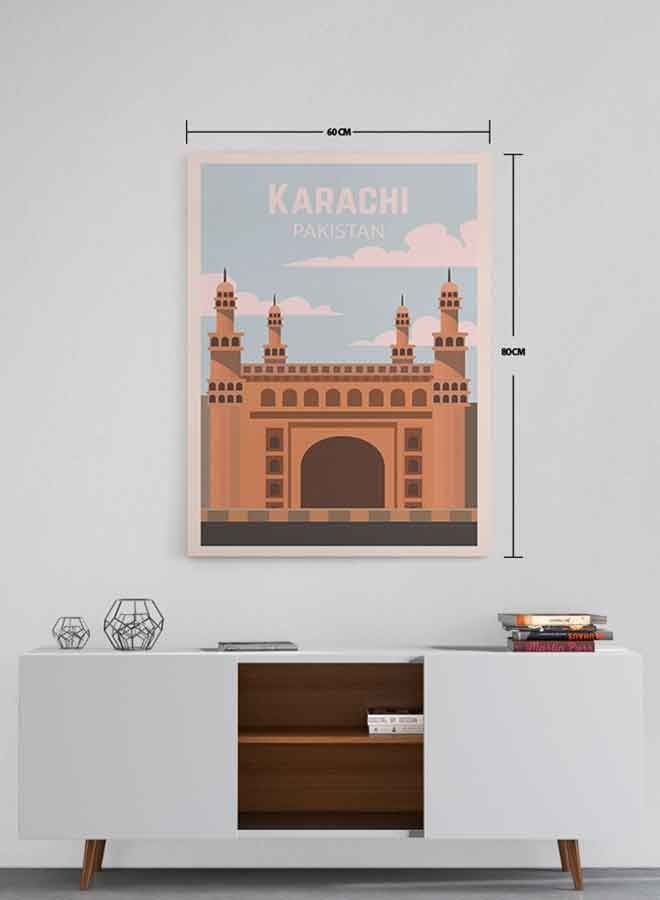 LOWHA - Karachi Pakistan Framed Canvas Wall Art Multicolour 60 X 80cm - Image 1