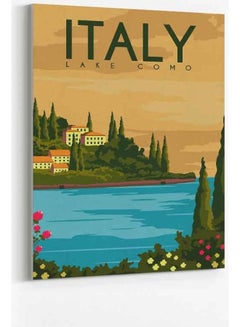LOWHA Italy Lake Como Framed Canvas Wall Art Multicolour 60 X 80cm  - Image 1
