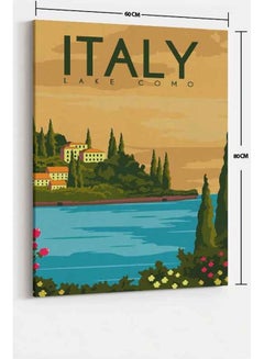 LOWHA Italy Lake Como Framed Canvas Wall Art Multicolour 60 X 80cm  - Image 2