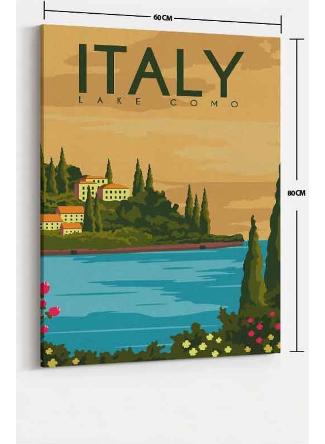LOWHA Italy Lake Como Framed Canvas Wall Art Multicolour 60 X 80cm - Image 2