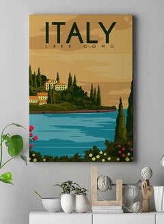LOWHA Italy Lake Como Framed Canvas Wall Art Multicolour 60 X 80cm  - Image 3