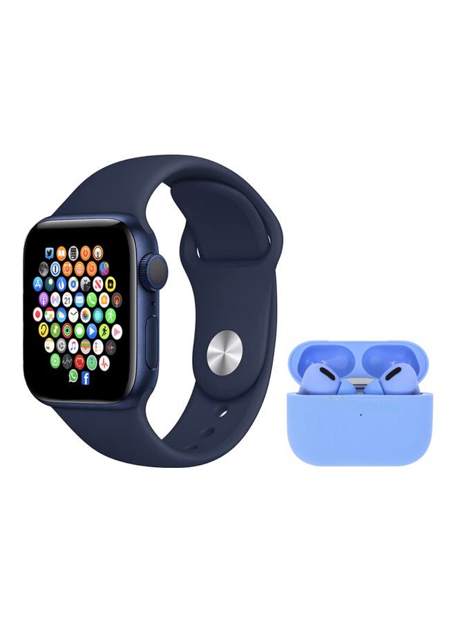 Black Tiger Bluetooth Connectivity Series 7 Sports Watch with Earbuds Pro Blue  - Image 1